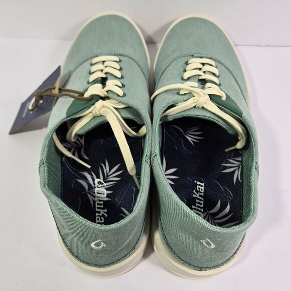 OluKai Tradewind Bamboo Mint Off White Canvas Lace Up Sneakers Shoes Mens 10.5 main image 6